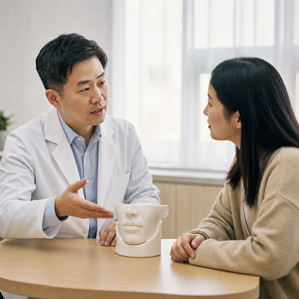 원인 유형에 따라 시술 선택이 갈리는 과정을 설명하는 상담 장면